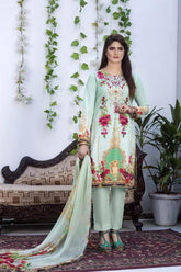 Terran - Salwa - Digital Printed & Embroidered Karandi